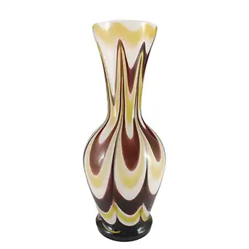 V.B. Opaline Florence Empoli Marbled Brown & Yellow Glass Vase