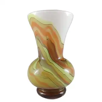V.B. Opaline Florence Italian Empoli Marbled Glass Vase
