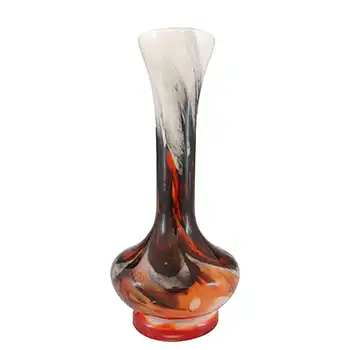 V.B. Opaline Florence Italian Marbled Orange Glass Vase