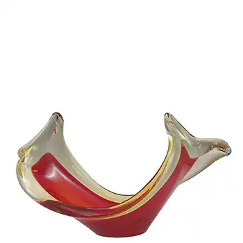 Viartec Murano Style Selenium Red & Orange Spanish Glass Sculpture