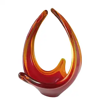 Viartec Murano Style Selenium Red & Orange Spanish Glass Basket Sculpture