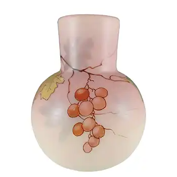 Thomas Webb Victorian Burmese Uranium Glass Hand Painted Vase