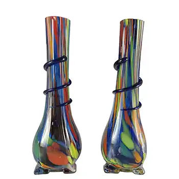 Pair of Czech / Bohemian 1930's Spatter/Splatter Glass Vases