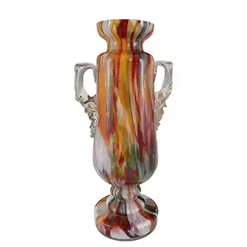 Welz Czech / Bohemian Cadmium Spatter Glass Trophy Vase