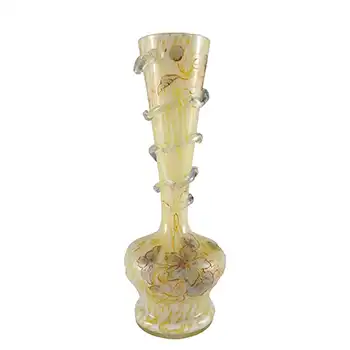 Welz Bohemian Cadmium Yellow & White Spatter Glass Vase