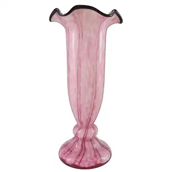 Welz 1940's Czech Pink Glass 'Vertical Stripes' Vase