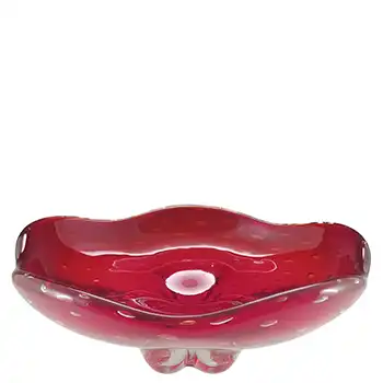 Whitefriars #9428 Ruby Red Glass Large Controlled Bubble Bowl