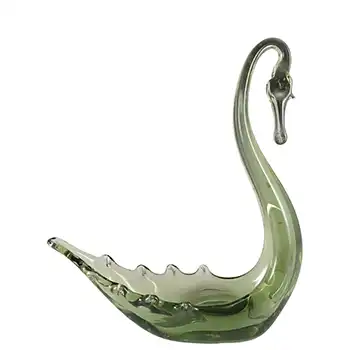 Whitefriars Vintage Sea Green Glass Swan Bowl Figurine