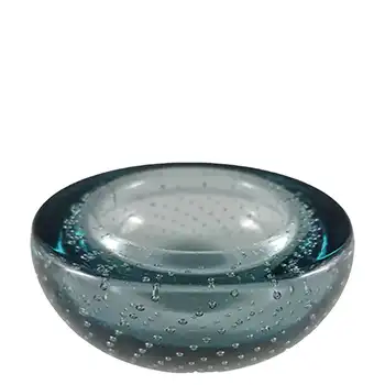 Whitefriars #9099 Arctic Blue Glass Controlled Bubble 4" Bowl