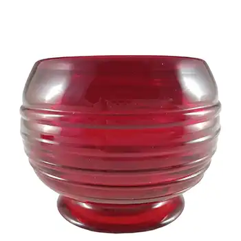 Whitefriars #9366 1950's Ruby Red Glass Ribbon Trail Bowl