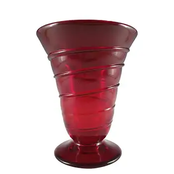 Whitefriars Vintage Ruby Red Glass Ribbon Trail Vase