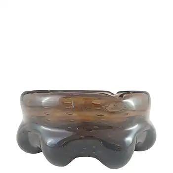 Whitefriars Style Smoky Brown Glass Controlled Bubble Bowl