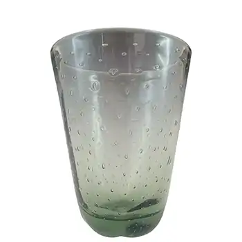 Whitefriars #9355 Vintage Sea Green Glass Controlled Bubble Vase
