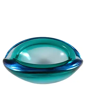 Barbini Murano Green & Blue Glass Vintage Biomorphic Bowl