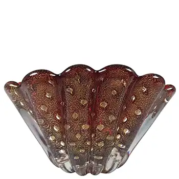 Archimede Seguso Murano / Venetian Red & Gold Leaf Glass Vase