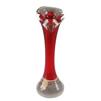 LABELLED Glimma Glasbruk Swedish Red Glass Jack In The Pulpit / Bone Vase
