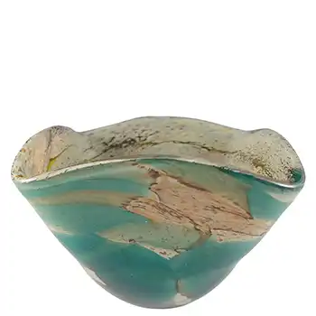 Mdina 'Tiger' Maltese Blue & Brown Vintage Glass Square Bowl