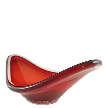Sölvehyttan Swedish / Scandinavian Red & Clear Glass Vintage Bowl