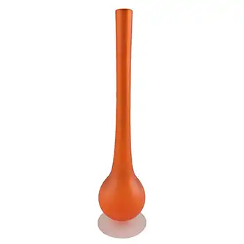 Carlo Moretti Satinato Orange Murano Glass 10.5" Stem Vase