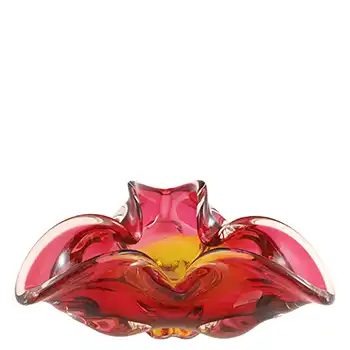 Chřibská #240/5/20 Czech Dark Pink & Orange Glass Bowl by Hospodka