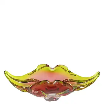 Chřibská #296/5/30 Czech Yellow & Pink Glass Bowl