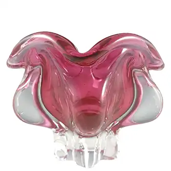 Chřibská #155/5/12 Czech Pink & Clear Glass Vase