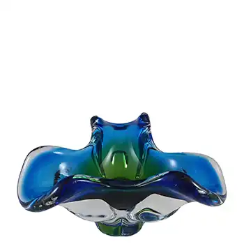 Chřibská #127/5/14 Czech Blue & Green Glass Ashtray Bowl