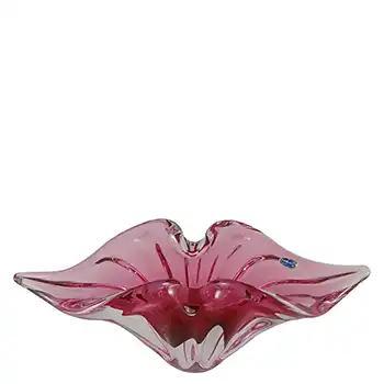 Chřibská #463/5/28 Czech Pink & Clear Glass Bowl by Josef Hospodka
