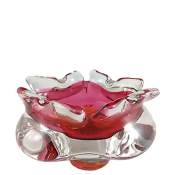 Chřibská Retro Czech Pink & Orange Glass Ashtray Bowl