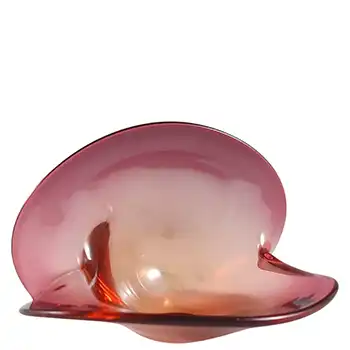 Seguso Dalla Venezia Murano Pink & Amber Glass Clam Bowl / Vase