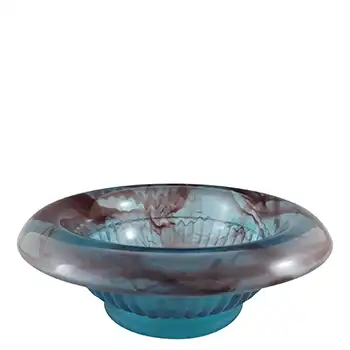 Davidson #1910MD Art Deco Blue Cloud Glass Flower Bowl