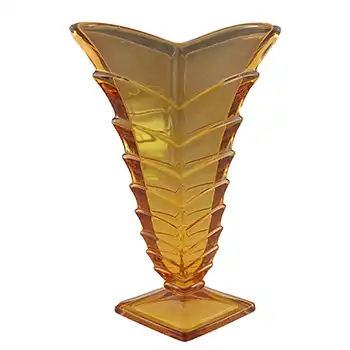 Libochovice #1595 Czech Art Deco 1930's Amber Glass Vase