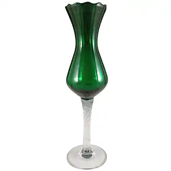 Empoli Italian Green Retro Glass Vintage Footed Vase