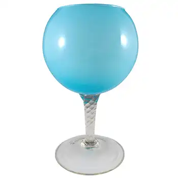 Empoli Retro Italian Pale Blue Cased Glass Footed Vase