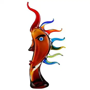 Gilde Handwerk Chinese Amber Glass Picasso Style Face Vase