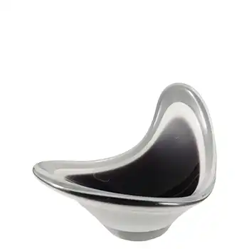 SIGNED Flygsfors Coquille Black Glass Bowl by Paul Kedelv