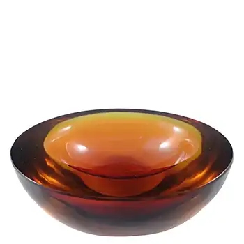 Murano Brown & Amber Sommerso Glass Circular Geode Bowl