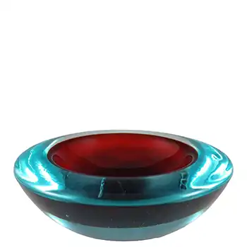 Murano Red & Blue Sommerso Glass Vintage Geode Bowl