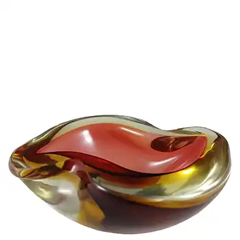 Murano Brown & Amber Sommerso Glass Vintage Geode Bowl