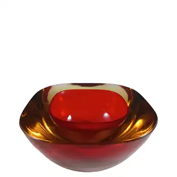 Murano Red & Amber Sommerso Glass Vintage Geode Bowl
