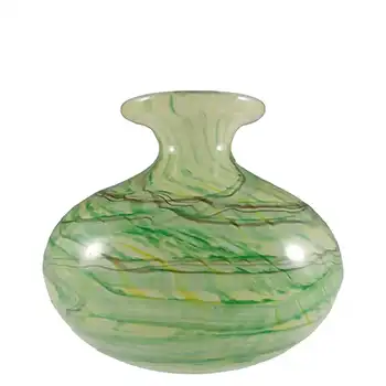 SIGNED Gozo Maltese Green, Brown & White Glass Vase