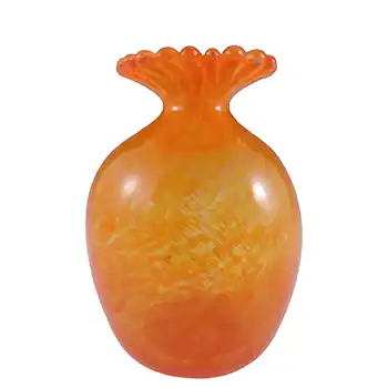 MARKED Guernsey Island Studio Speckled Orange Glass Vase