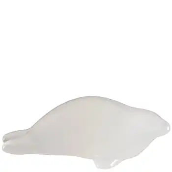 MARKED Hadeland Opaline White Scandinavian Glass Seal Sculpture