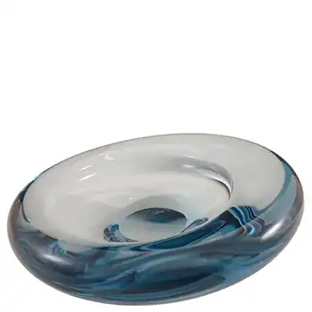 SIGNED Holmegaard #15737 Per Lutken 'Akva' Blue Glass Bowl