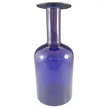 Holmegaard Otto Brauer Scandinavian Blue Glass 14" Gulvvase