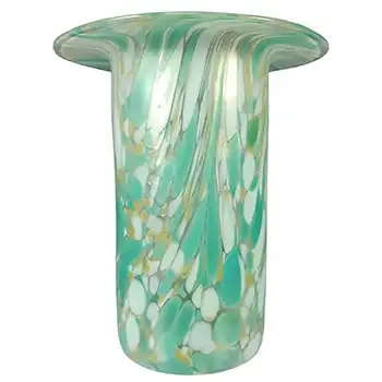 Midsummer Glassmakers Green Iridescent Spatter Glass British Vase