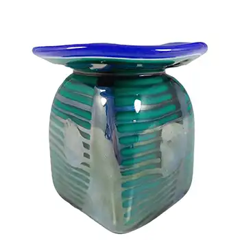 SIGNED Erwin Eisch German Iridescent Blue & Green Glass Vase