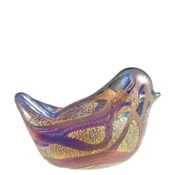 LABELLED Isle of Wight Studio 'Golden Peacock Royale' Blue Glass Bird