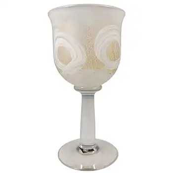 Isle of Wight Studio / Michael Harris Golden Peacock Glass Goblet Vase