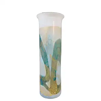 Isle of Wight Studio 'Golden Peacock' Vintage Glass Cylinder Vase